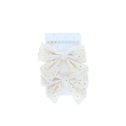 Lot de 2 barrettes à nœud crème à pois