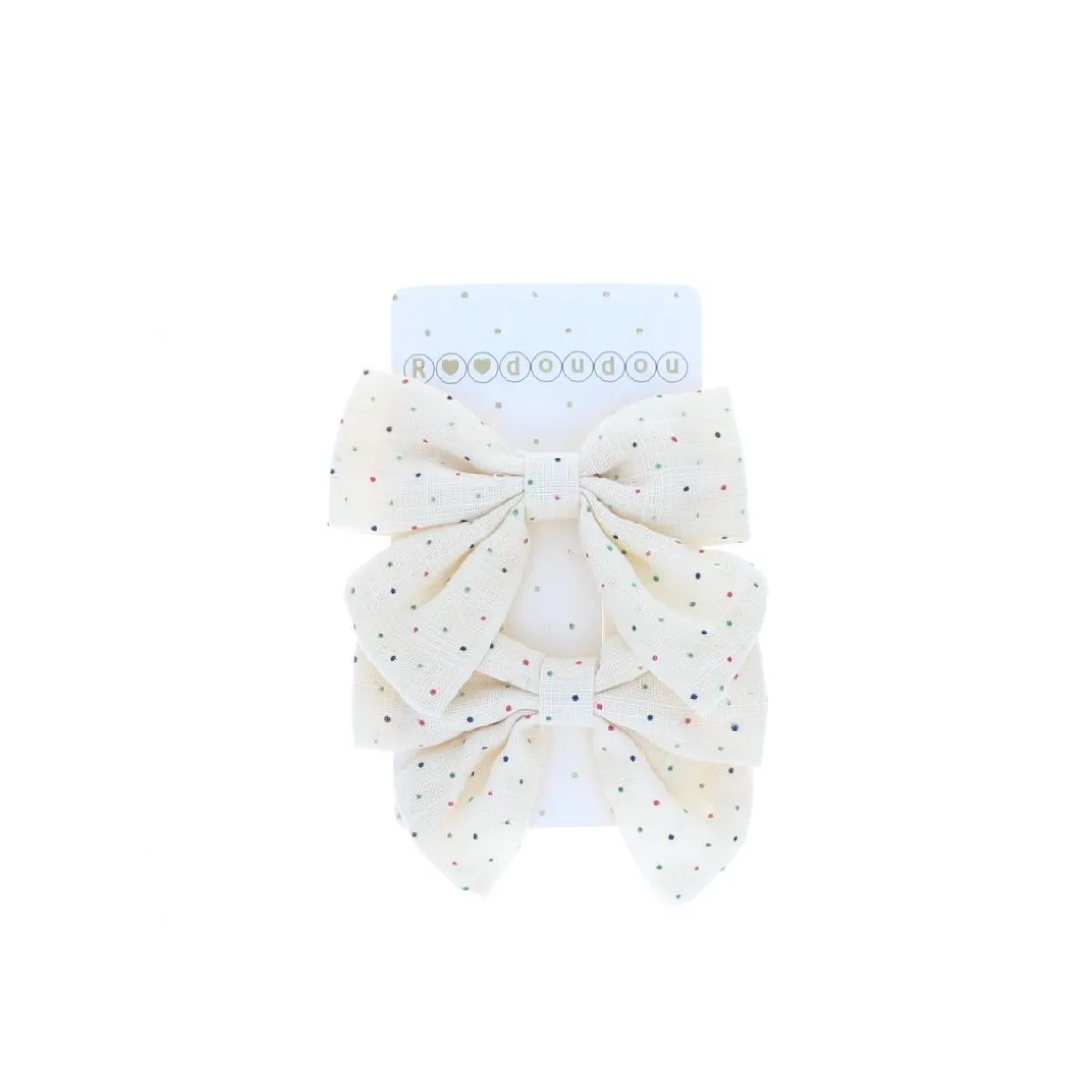 Lot de 2 barrettes à nœud crème à pois