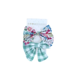 Lot de 2 barrettes à nœud fleurs et carreaux