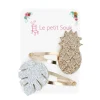 Lot de 2 barrettes ananas et feuille de palmier