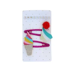 Lot de 2 barrettes chapeau et glace