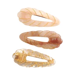 Lot de 3 barrettes cheveux coquillages nacrés et or