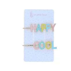 Lot de 2 Barrettes "HAPPY / COOL"