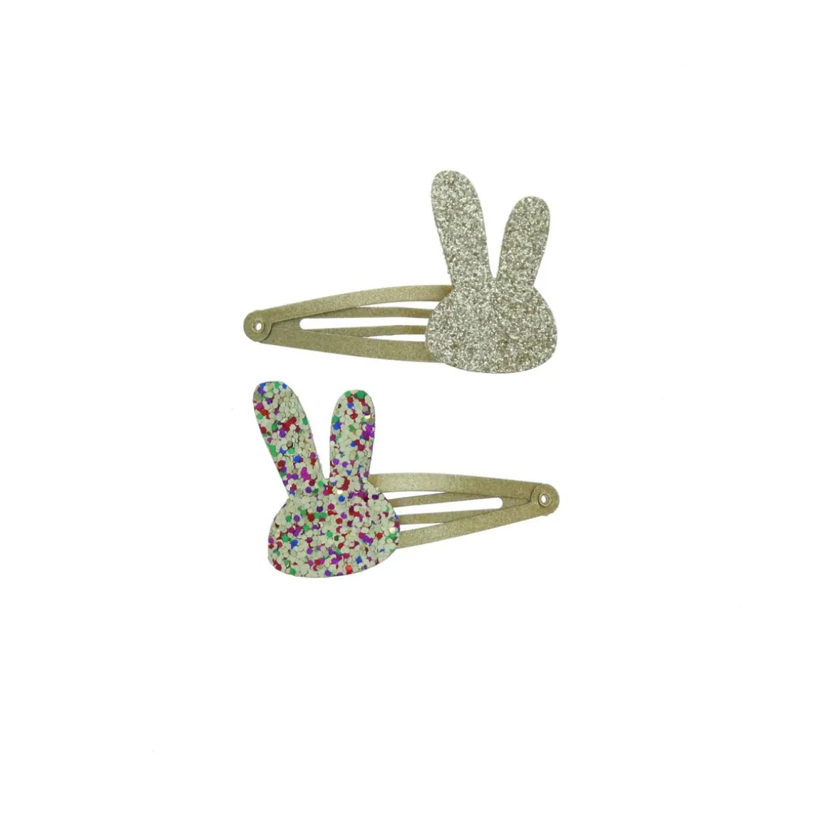 Lot de 4 barrettes lapins doré
