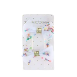 Lot de 2 barrettes noeud étoiles multicolores