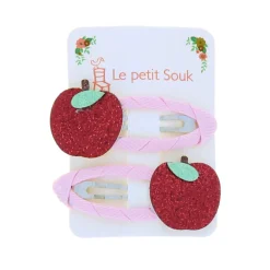 Lot de 2 barrettes pomme rouge