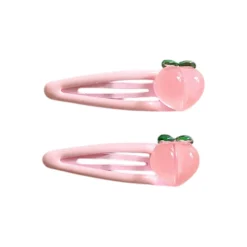 Lot de 2 barrettes pommes roses
