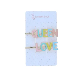 Lot de 2 barrettes "QUEEN /LOVE"