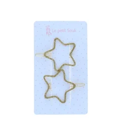 Lot de 2 barrettes étoiles dorées