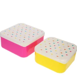 Lot de 2 boîtes à goûter cœurs multicolores