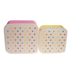 Lot de 2 boîtes à goûter cœurs multicolores