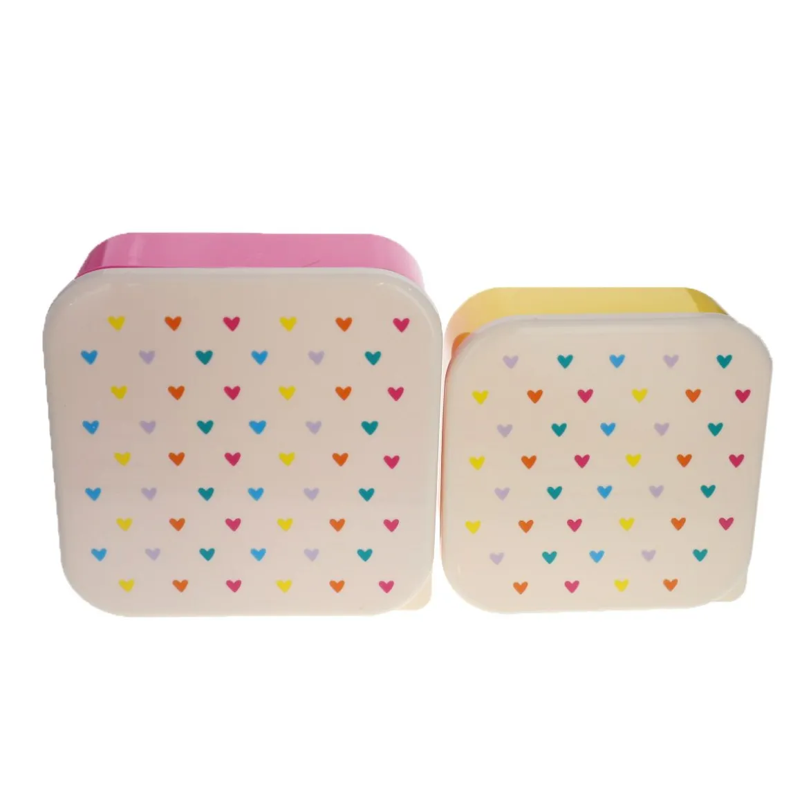 Lot de 2 boîtes à goûter cœurs multicolores