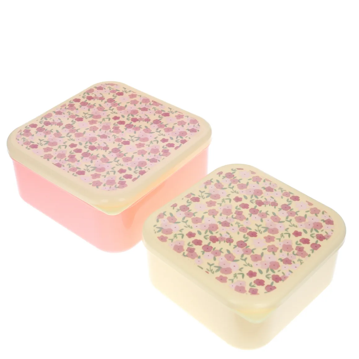 Lot de 2 boîtes à goûter fleurs roses