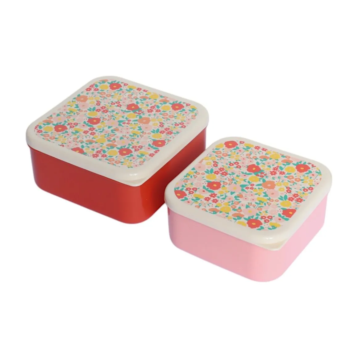 Lot de 2 boîtes à goûter fleuries - La petite poule rousse