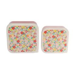 Lot de 2 boîtes à goûter fleuries - La petite poule rousse