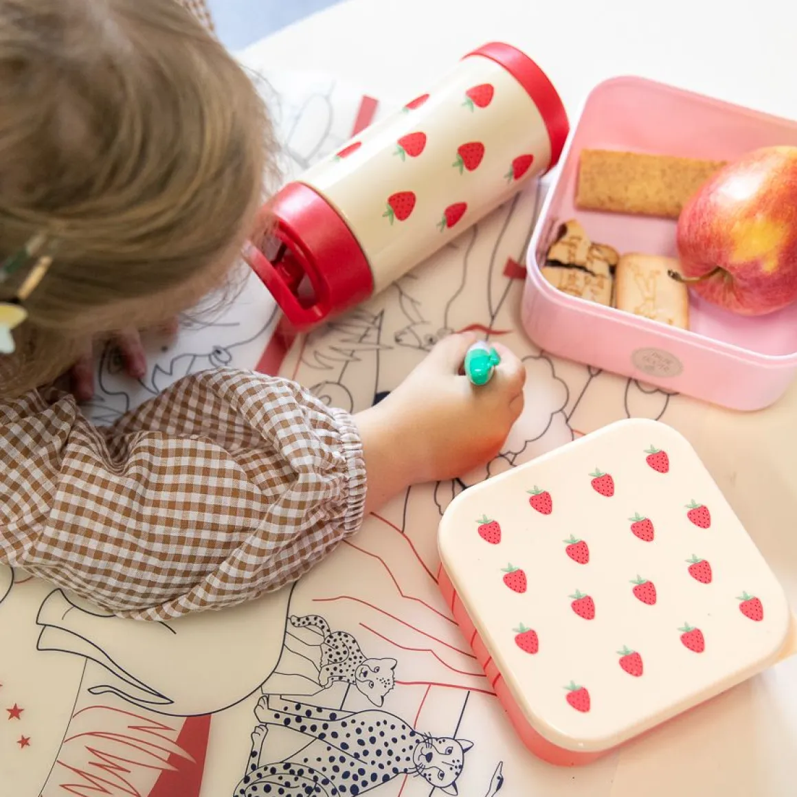 Lot de 2 boîtes à goûter fraises