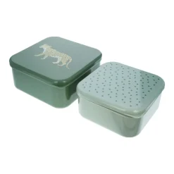 Lot de 2 boîtes à goûter kaki Léopard