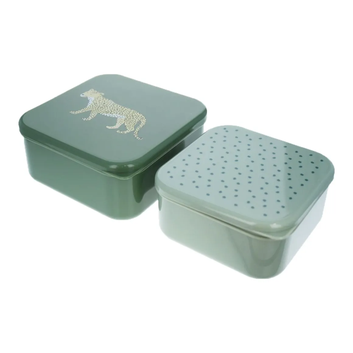 Lot de 2 boîtes à goûter kaki Léopard