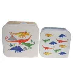Lot de 2 boîtes à goûter moutarde Dinosaure