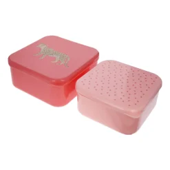 Lot de 2 boîtes à goûter rose Léopard