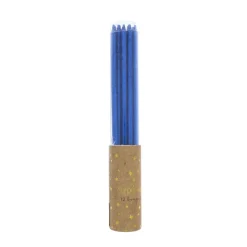 Lot de 12 bougies à paillettes bleues