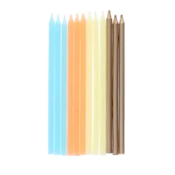 Lot de 12 bougies doré jaune et bleu