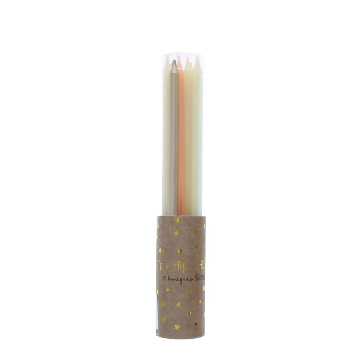 Lot de 12 bougies doré jaune et bleu