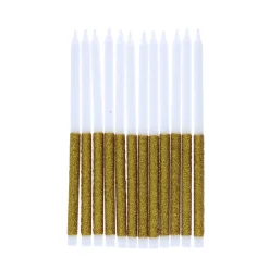 Lot de 12 bougies paillettes doré