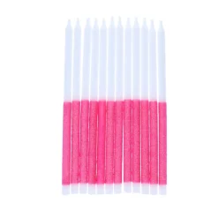 Lot de 12 bougies paillettes rose