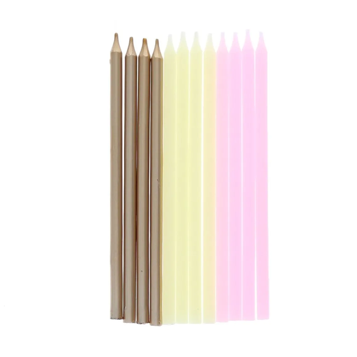 Lot de 12 bougies rose et doré