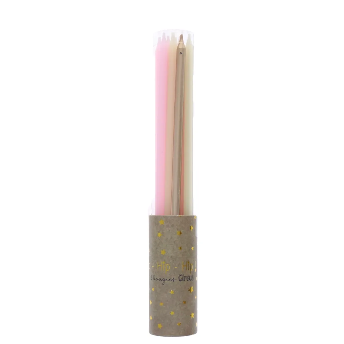 Lot de 12 bougies rose et doré