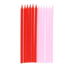 Lot de 12 bougies roses et rouges