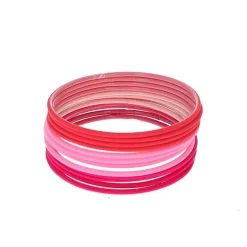 Lot de 12 bracelets en métal indien dégradés rose