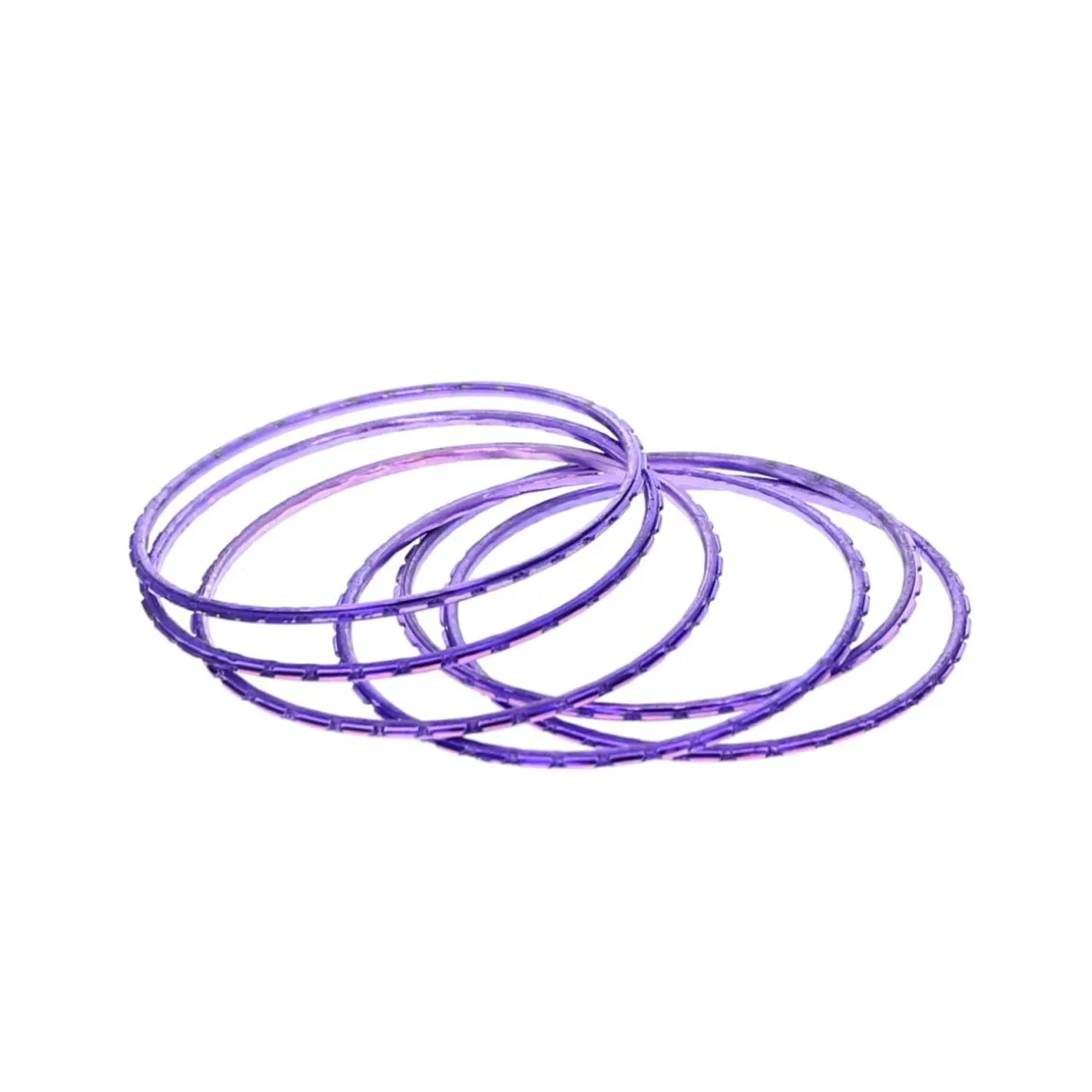 Lot de 6 bracelets en métal indien violet poinçon rose