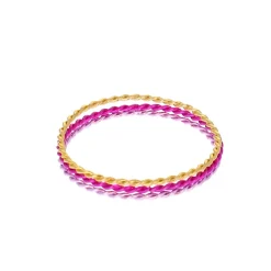 Lot de 3 bracelets torsadés rose et doré