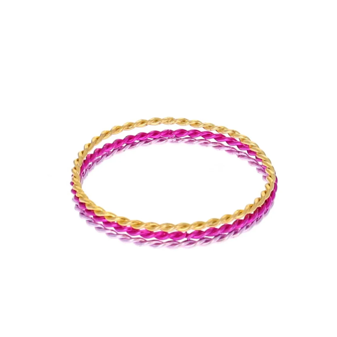 Lot de 3 bracelets torsadés rose et doré