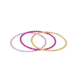 Lot de 3 bracelets torsadés rose et doré