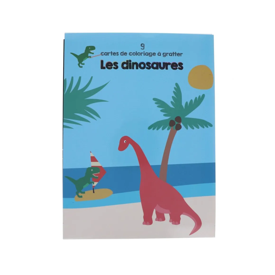 Lot de 9 cartes de coloriages à gratter dinosaures