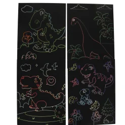 Lot de 9 cartes de coloriages à gratter dinosaures