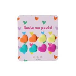 Lot de 8 clips cœurs multicolores en silicone roues de vélo