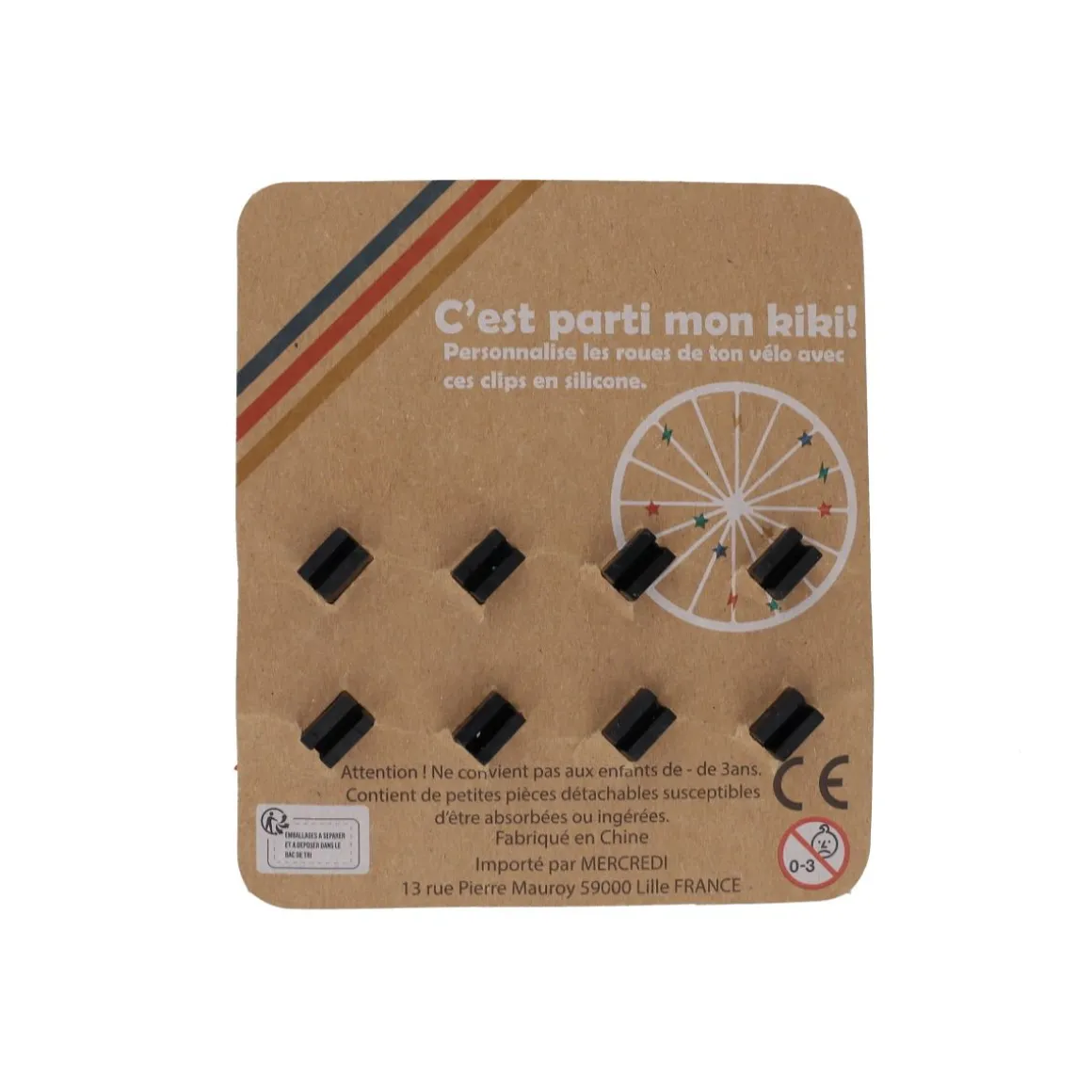 Lot de 8 clips étoiles et éclairs en silicone roues de vélo