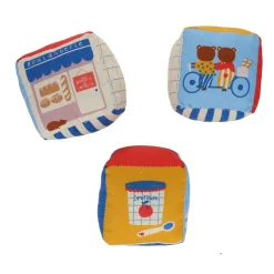 Lot de 3 cubes d'éveil en tissu Ours - Petit déj