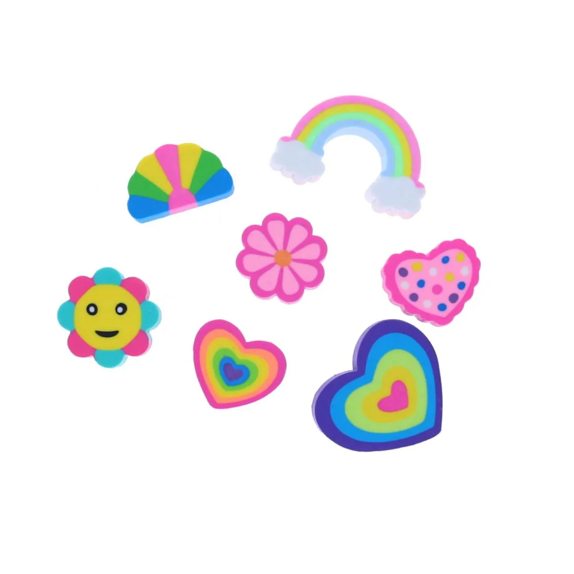 Lot de 7 gommes multicolores