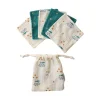 Lot de 5 lingettes lavables pochon écru poissons - Ma bonne étoile
