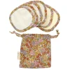 Lot de 6 lingettes lavables en éponge fleuries rose et jaune