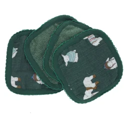 Lot de 4 lingettes lavables en éponge vert - Doux comme un agneau