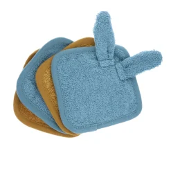 Lot de 4 lingettes lavables en éponge lapin bleu miel