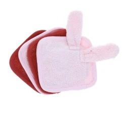 Lot de 4 lingettes lavables en éponge lapin rose