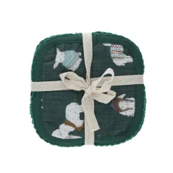 Lot de 4 lingettes lavables en éponge vert - Doux comme un agneau