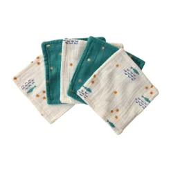 Lot de 5 lingettes lavables pochon écru poissons - Ma bonne étoile